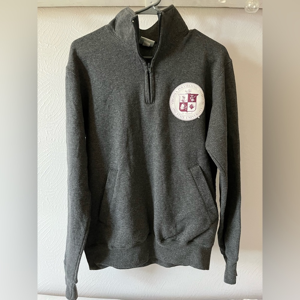 Virginia Tech Grey Fleece Quarter Zip Champion Size S